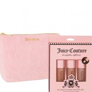 Juicy Couture Pink Cosmetic Pouch with Blush & Highlighter Set